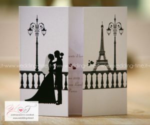 partecipazione matrimonio grafica romantica sposi tour eiffel