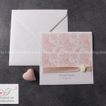 partecipazione matrimonio romantica elegante rosa cipria nastro