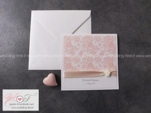 partecipazione matrimonio romantica elegante rosa cipria nastro