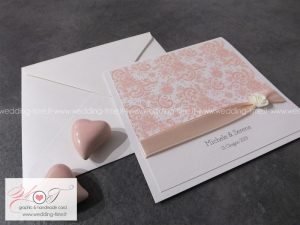 partecipazione matrimonio romantica elegante rosa cipria nastro