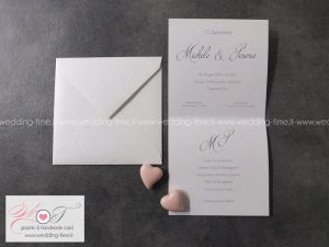 partecipazione matrimonio romantica elegante rosa cipria nastro