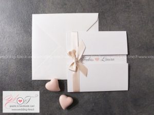 partecipazione matrimonio romantica elegante nastro raso rosa cipria
