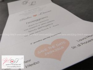 partecipazione matrimonio romantica elegante nastro raso rosa cipria