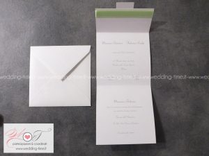 Partecipazione matrimonio moderna con nastro in raso, semplice ma elegante
