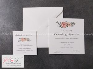 partecipazione matrimonio grafica fiori vintage rosa cipria shabby chic