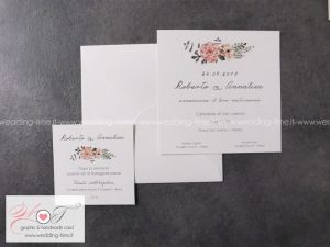 partecipazione matrimonio grafica fiori vintage rosa cipria shabby chic