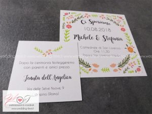 Partecipazione matrimonio con stile grafico e stampa di ispirazione shabby e campestre