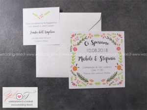 Partecipazione matrimonio con stile grafico e stampa di ispirazione shabby e campestre