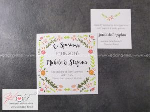 Partecipazione matrimonio con stile grafico e stampa di ispirazione shabby e campestre