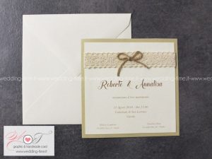 Partecipazione matrimonio shabby chic pizzo