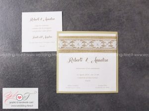 Partecipazione matrimonio shabby chic rustic con yuta e pizzo