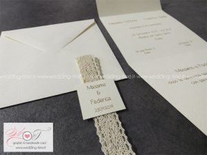 Partecipazione Matrimonio Shabby Chic con dettaglio in Pizzo
