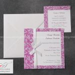 partecipazione matrimonio classica elegante con nastrino e grafica floreale