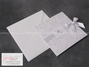 partecipazione matrimonio classica elegante con nastrino