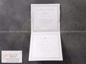 partecipazione matrimonio elegante con pizzo macramè e nastro