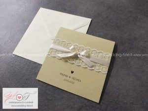 partecipazione matrimonio shabby chic con pizzo