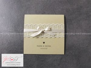 partecipazione matrimonio shabby chic con pizzo