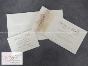 partecipazione matrimonio elegante e romantica con pizzo e nastro