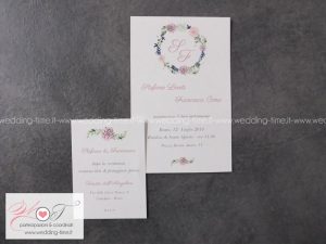 Partecipazione matrimonio grafica vintage floreale colori pastello