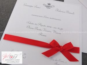 partecipazione matrimonio glamour con nastro rosso