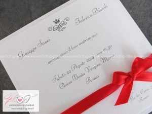 partecipazione matrimonio glamour con nastro rosso