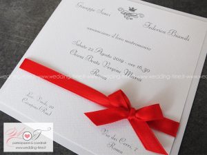 partecipazione matrimonio glamour con nastro rosso