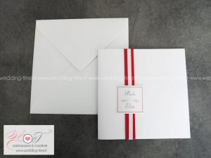 partecipazione matrimonio elegante nastro raso rosso inviti nozze