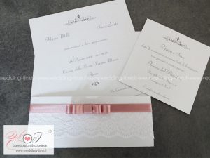 partecipazione matrimonio elegante con pizzo e tasca