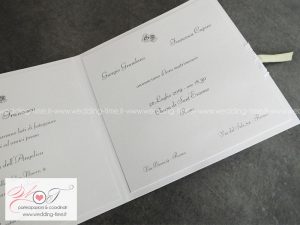 partecipazione matrimonio elegante con pizzo e nastro