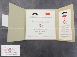 invito nozze vintage baffi bocca