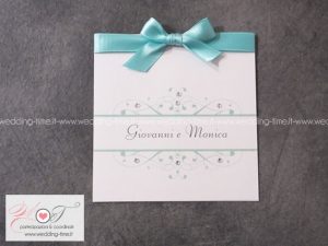 partecipazione nozze color tiffany con strass