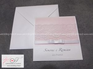 partecipazione di matrimonio con pizzo alto e fiocco deluxe